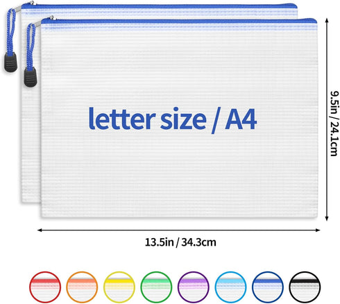 EOOUT 24pcs Mesh Zipper Pouch Bags, A4 Zipper Bags for Organizing Storage, Waterproof Zipper Pouches, Letter Size, File Bags for School, Toys, Puzzle, Board Games and Office Supplies by EOOUT