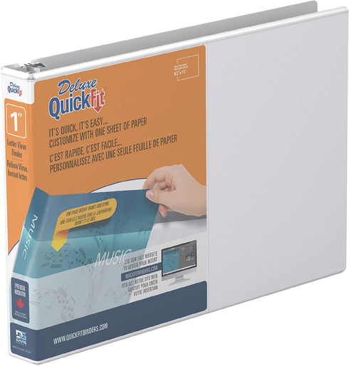 QuickFit Heavy-Duty Landscape 3-Ring Binder, Round Ring, 1 Inch, 8 1/2 x 11 Inches, White