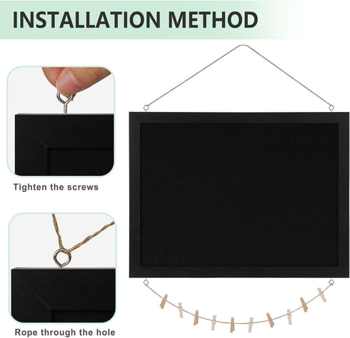 Black Cork Board with Linen Double-Sided, 16''X 12'' Wall Mounted Bulletin Board for Office Home School