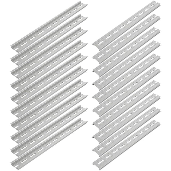20 Pieces 13 Inch Aluminum DIN Rails Slotted for Mounting Hardware Components, 35mm Wide