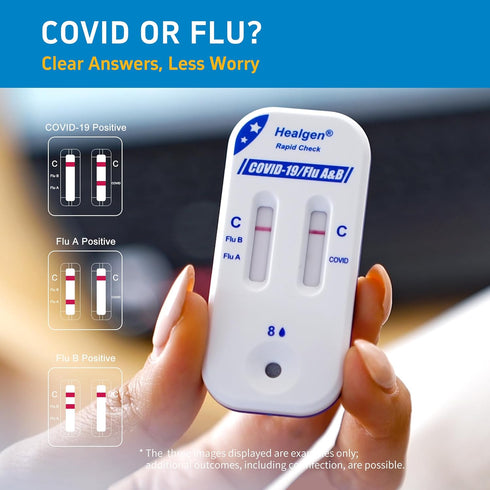 COVID-19, 3-in-1 15 4 Healgen Rapid Check Flu A&B Antigen Test Kit, The First FDA Authorized OTC Flu & COVID Home Test
