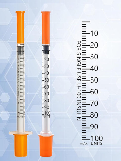 100 Pack 1ml 32G 1cc 1/4 Inch (6mm) Disposable Syringe, Lab Supplies Syringes, Individually Wrapped