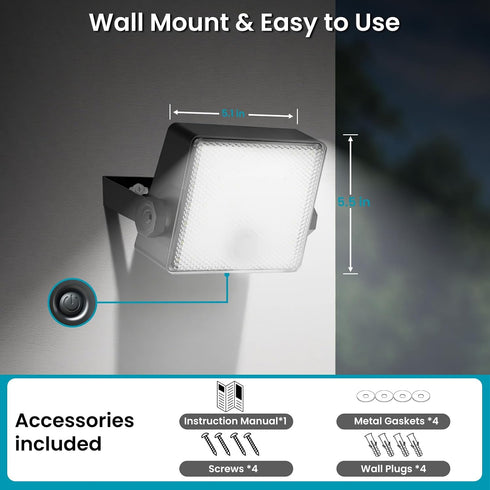2200mAh 1500LM IP65 3 1 Pack Solar Motion Sensor Outdoor Lights with Auto Head-up, LED Solar Security Wall Flood Lights