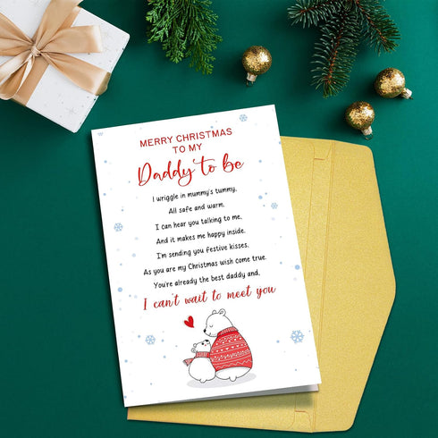 Goroar Daddy To Be Christmas Card, Merry Christmas Daddy to be Poem Card, Christmas Card From The Bump, Cannot Wait