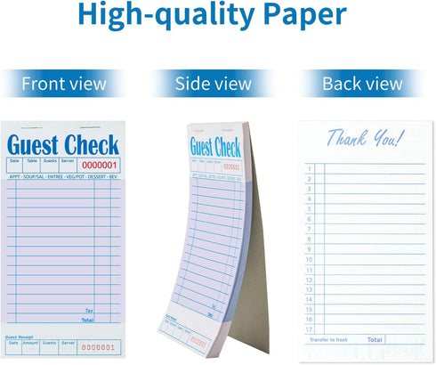 12 Pack 50 Sheets/Pack, 600 ZPARIK Purple Guest Checks Books for Servers Server Note Pads, Waiter Checkbook, Waitress