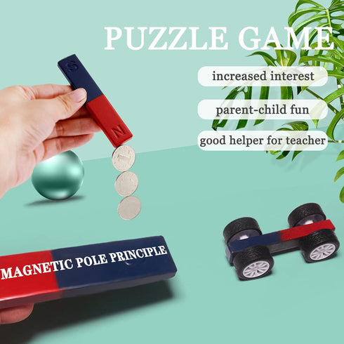 Science Magnet for Kids, Small Bar Magnet with North South Identified for Physics Education (2Pcs)