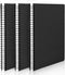 EUSOAR Spiral Lined Notebook - B5, 3 Packs, 120 Pages, Black Hardcover Ruled Travel Writing Journal