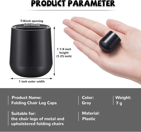 7/8 Inch Protectors(36 Pcs,Black,7/8in) Jetec Folding Chair Leg Caps Heavy-Duty Plastic Chair End Caps Non-marring