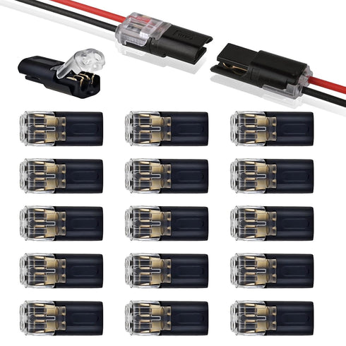 25 PCS Double-Wire Plug-in Connector for 2 Pin 2 Way LED Strip Lights with Locking Buckle