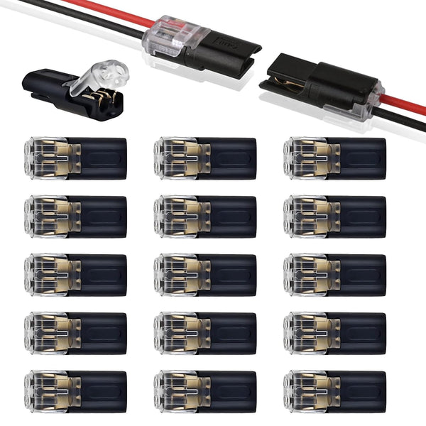 25 PCS Double-Wire Plug-in Connector for 2 Pin 2 Way LED Strip Lights with Locking Buckle