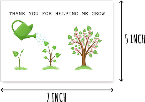 KrysDesigns Thank You For Helping Me Grow Card - Appreciation Card For Teacher Mom Or Dad - End Of The Year Teacher