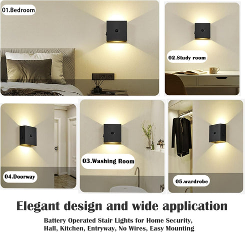 Smart Magnetic USB Rechargeable Wall Sconces - Motion Sensor LED Wall Lamp, Battery Operated Wireless Wall Light