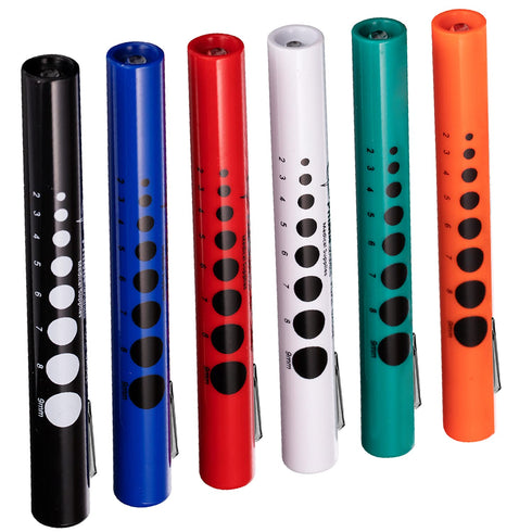 NOVAMEDIC 6 Pack Multi-Color Disposable LED Pen Light with Pupil Gauge, Medical Diagnostic Penlight for Doctors Nurses