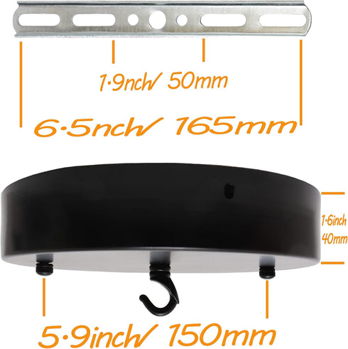 Sturkit 7.9inch Ceiling Canopy Kit with Hook, Ceiling Plate for Pendant Light with All Mounting Hardware,Black