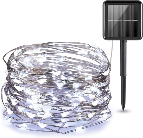 AMIR Upgraded Solar String Lights Outdoor, 39Feet 120 LED Copper Wire Light, Waterproof Solar Decoration (White)