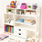 White Heart Drawer Bookshelf, Desktop Organizer with Shelves & Heart-Shaped Drawer for
