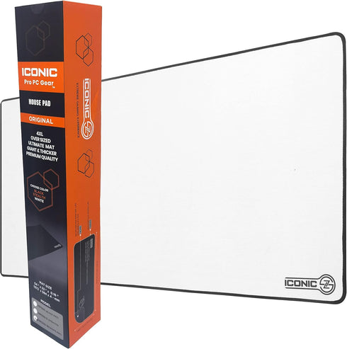XL Extended Gaming Mouse Pad/Mat 34"x14" (White), Large Wide Desk Cloth Mousepad, Non Slip Base