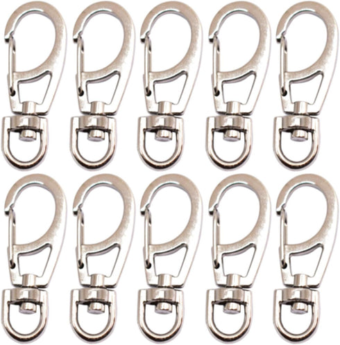 10 PCS Small Metal Clasps, Spring Swivel Snap Hooks Carabiner Clips with Rotating D-Ring
