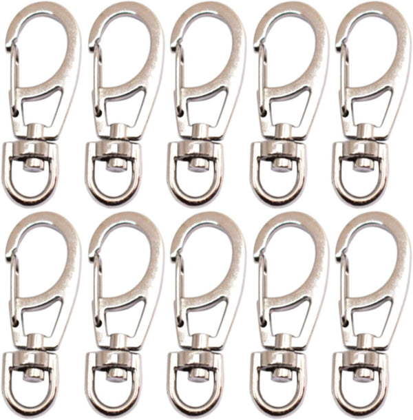 10 PCS Small Metal Clasps, Spring Swivel Snap Hooks Carabiner Clips with Rotating D-Ring