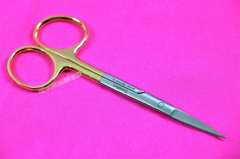 Premium German Iris Supercut Micro Dissecting Scissors, Curved 4.5" with Tungsten Carbide Inserts