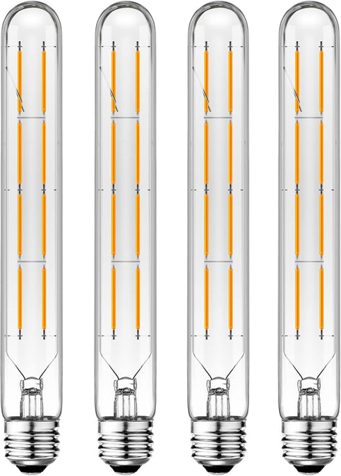 XININSUN 4 Pack T10 LED Bulbs, Long Tubular E26 Dimmable Bulb, 75 Watt Equivalent 2700K Warm White Vintage