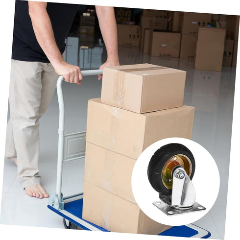 UKCOCO Small Swivel Caster Wheels with Brake for Cart Trolleys and Outdoor Trash Bins Rubber Iron Core Replacement