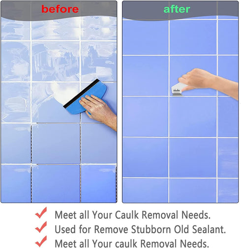 11 Piece Professional Caulking Tool Kit, Easy Silicone Caulking with Guides, Caulk Removal Tools and Fill Removal Tool