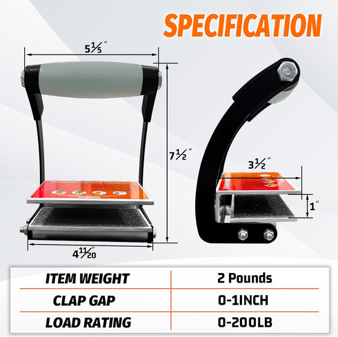 Mental Panel Carrier Lifting Tool, Plywood and Drywall Carrier with 0-1 Inch Grip Range, 2 Pack