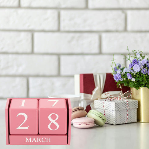 YOKIVE Wooden Block Perpetual Calendar for Desk, Wood Month Date Display Blocks, Great for Daily Desktop Shop Bar Desk