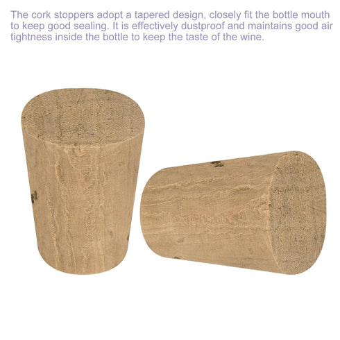 MECCANIXITY 11.1x8.3x15.9mm Tapered Cork, Natural Wooden Leakproof Soft Stoppers for Wine, Beer, Crafts, Pack of 15