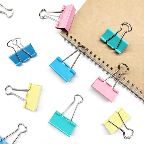 Large Binder Clips, 1.6 Inch, 24 Pack, Colored Paper Clamps for Office Supplies