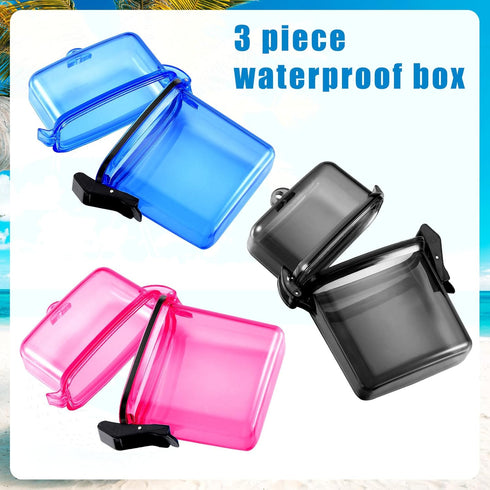 Outus 3 Pieces Waterproof Case ID Card Holder with Floating Sports Case Locker and Rope (Rose Blue Black)