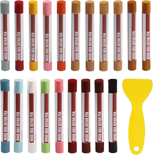 Winfox Wood Filler Sticks, 20 Colors Wood Repair Wax Crayons with Scraper, Wood