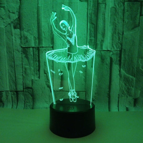 WMH 3D 7 Ballet Dancer Night Light Touch Table Desk Optical Illusion Lamps Color Changing Lights Touch Switch Table
