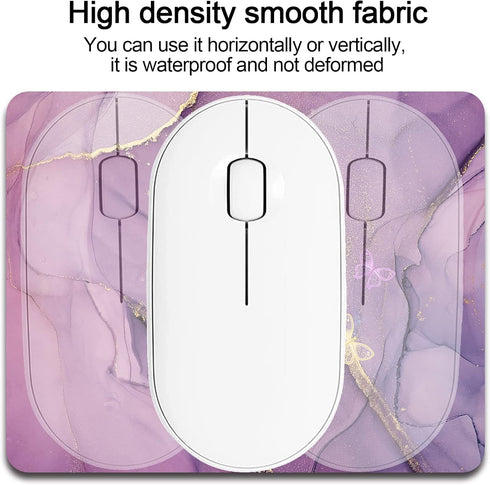 Small Mouse Pad, Mini Travel Carry Washable Lycra Non-Slip Rubber Base, 5x6 inches, Purple