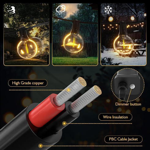 40ft G40 Bulbs(14+1 Bulbs), Outdoor String Lights LED Hanging Globe Patio Lights with Shatterproof Spring Easter Gifts