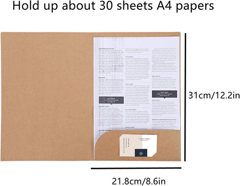 Kraft Paper Folders for A4 A5 Files, 10-Pack Black Pocket and Prong Document Folders for Office School Home