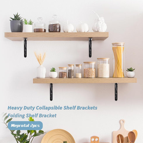2pcs 5.91 Inch, Folding Shelf Bracket Heavy Duty Collapsible Shelf Brackets, Metal Foldable Shelf Table Bracket