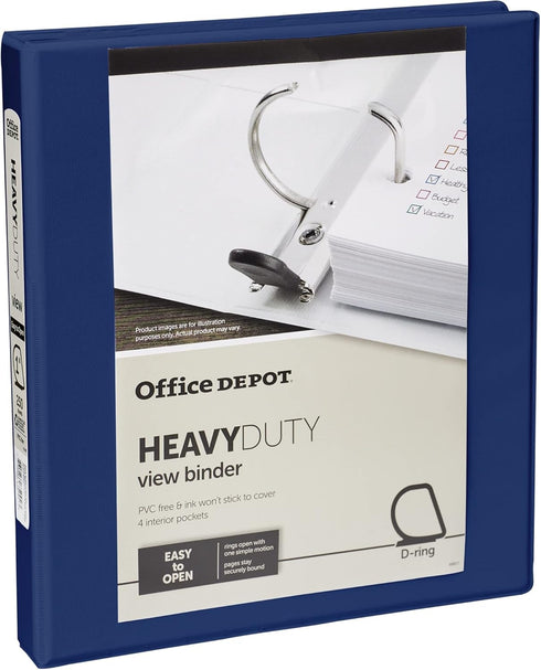 Heavy-Duty View Binders with EZ Comfort D-Ring, 1 Inch, Navy Blue Color