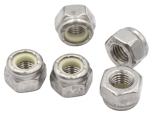 LBY 50pcs Lock Nuts, 1/4-28 Nylon Insert Hex Lock Nuts, 304 Stainless Steel
