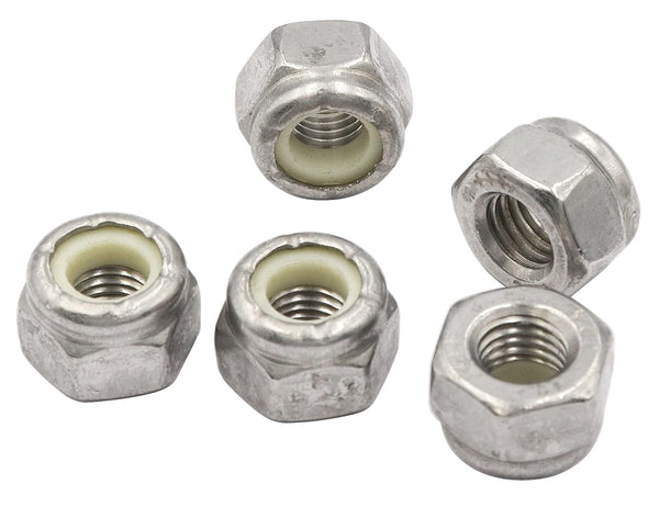 LBY 50pcs Lock Nuts, 1/4-28 Nylon Insert Hex Lock Nuts, 304 Stainless Steel