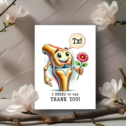 ABNSDesigns I Kneed To Say Thank You Card - Funny Knee - Nurse Appreciation - Doctor Greeting - Cute Grateful Card