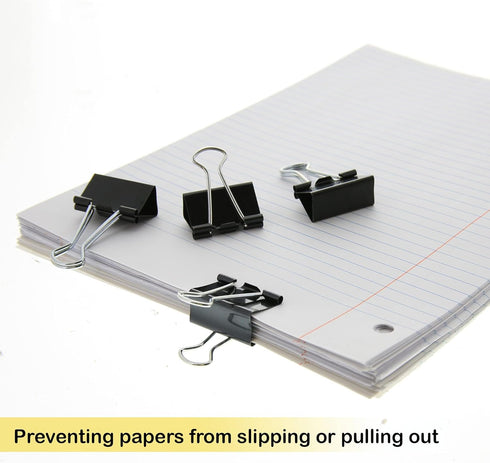 BAZIC 12 Pack Medium 1 1/4" (32mm) Black Binder Clips, Paper Clamps for Office and School Supplies