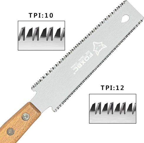 FOXBC Japanese Hand Saw, Flush Cut Small Pull Saw for Woodworking Trim