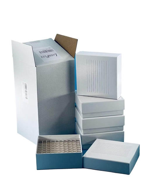 LUERFLE 100 Well Cardboard Freezing Box, Pack of 15 with Pre-assembled Compartments