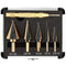 COMOWARE Step Drill Bit Set & Automatic Center Punch - Black and Gold, High Speed Steel, Set of 5 pcs