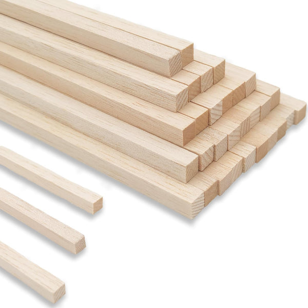 30Pcs Wood Square Dowel Rods 1/2 x 1/2 x 12 inch, Wood Squares for Crafts, Model Making Balsa Wood (1/2"x12"-30pcs)