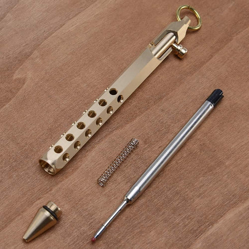 Six-Edge Solid Brass Pen, Bolt Action EDC Pocket Signature Pen