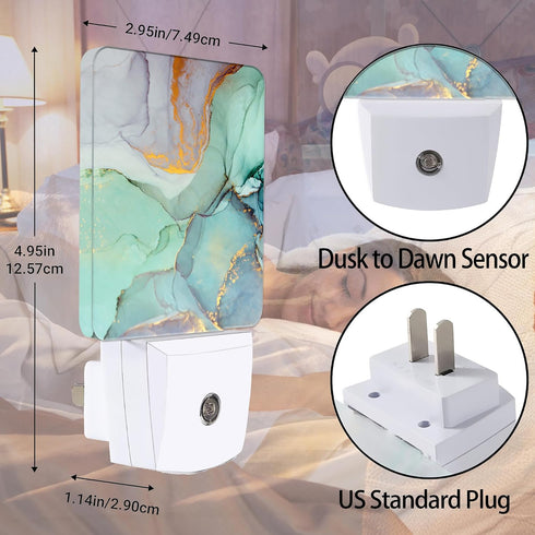 Green Marble Dusk to Dawn Night Light, Auto Sensor Lamp Home Indoor Stairway Kitchen Corridor, Night Lights Plug into