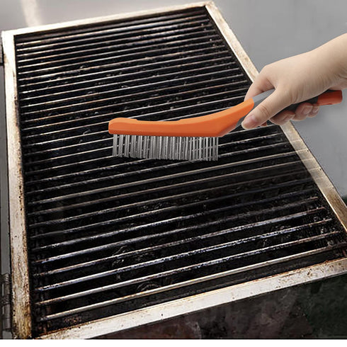 Set, 10" 2Pcs MAXMAN Wire Brush Heavy Duty Stainless Steel and Carbon Steel Wire Brushes for Cleaning Rust, Grill